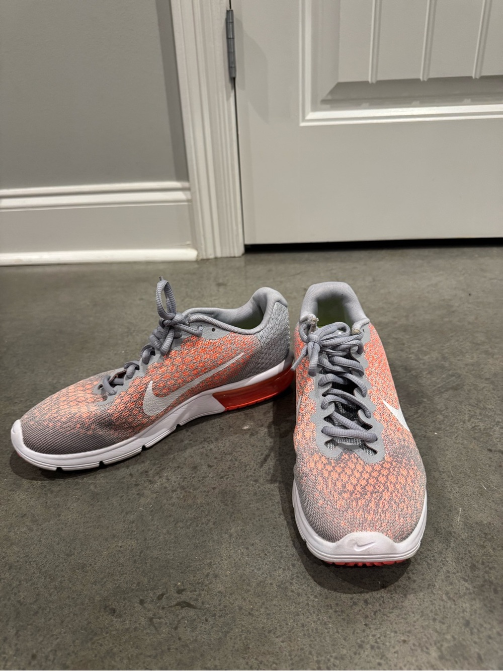 Nike Women’s Gray & Coral Knit Training Sneakers